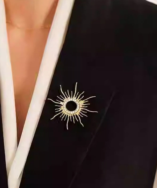 Gold Sterling Silver Overgild Zircon Sunflower Brooches
