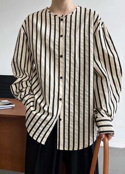 Apricot Striped Button Shirts Long Sleeve