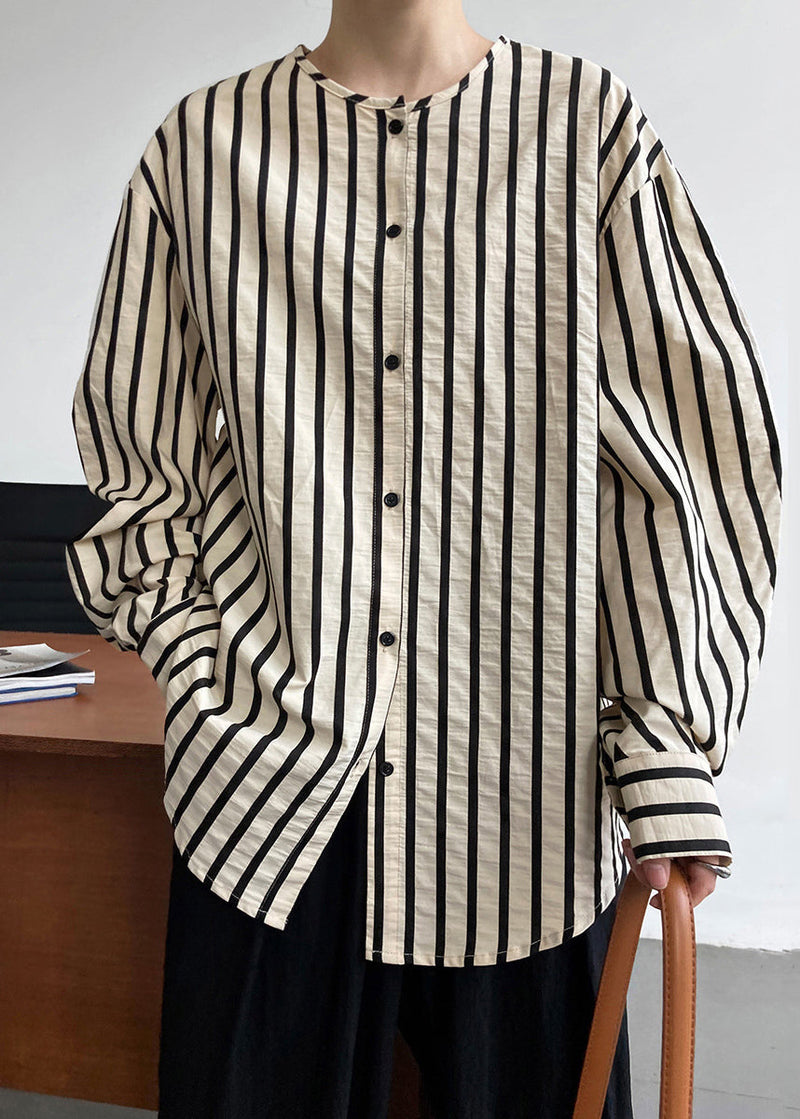 Apricot Striped Button Shirts Long Sleeve