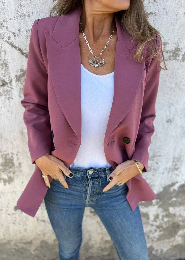 Purple Peter Pan Collar Button Suit Coat Fall