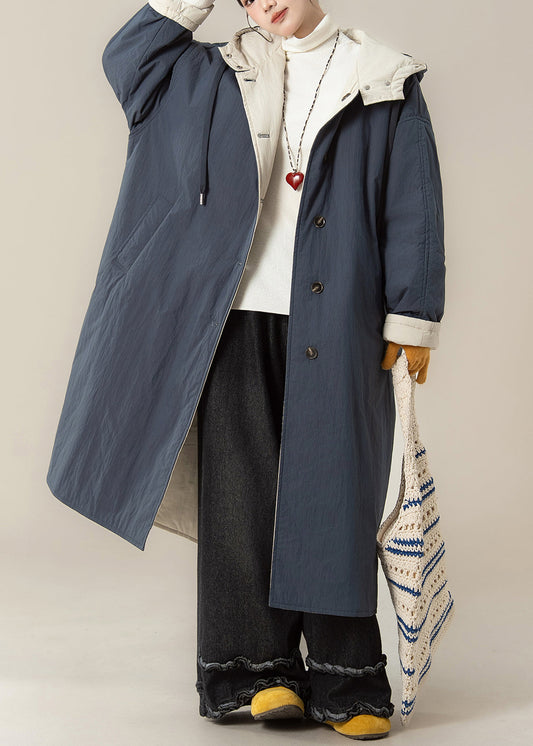 Japanese Style Wear on Both Sides Hooded Cotton Filled Coat Winter