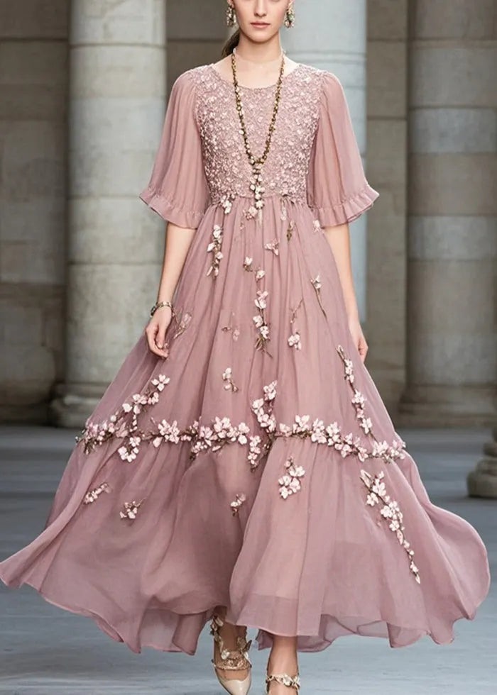 Purple Chiffon Long Dress Exra Large Hem Summer
