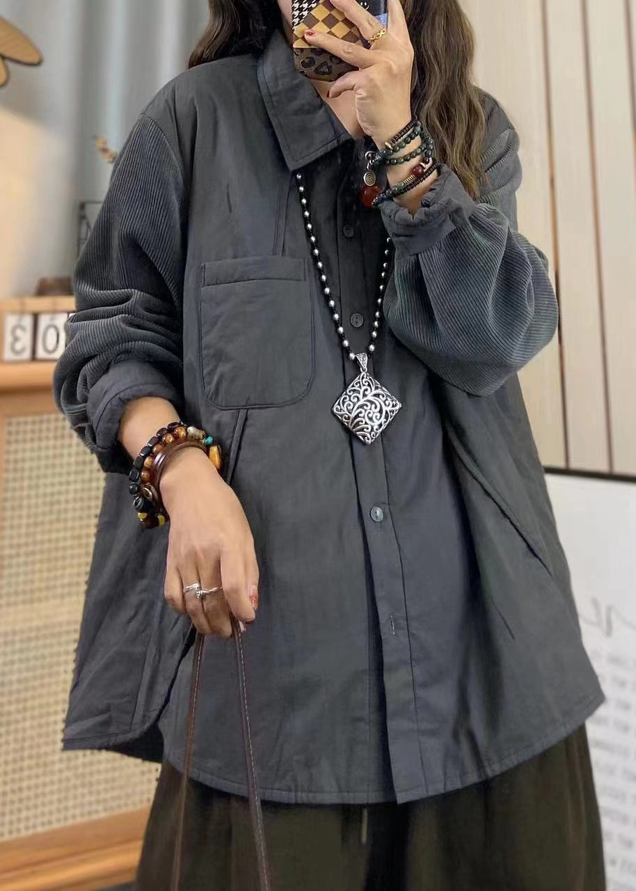 Khaki Oversized Patchwork Fine Cotton Filled Coat Outwear Spring