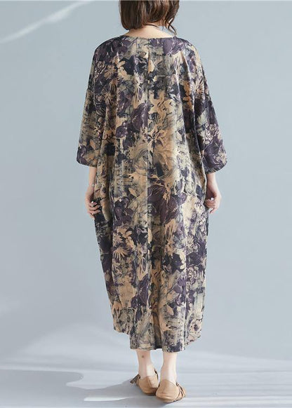 Italian O Neck Pockets Spring Tunics Shape Print Dresses