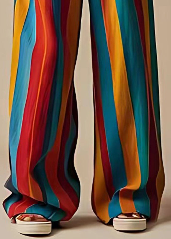 Colorblock Oversized Striped Linen Wide Leg Pants Summer