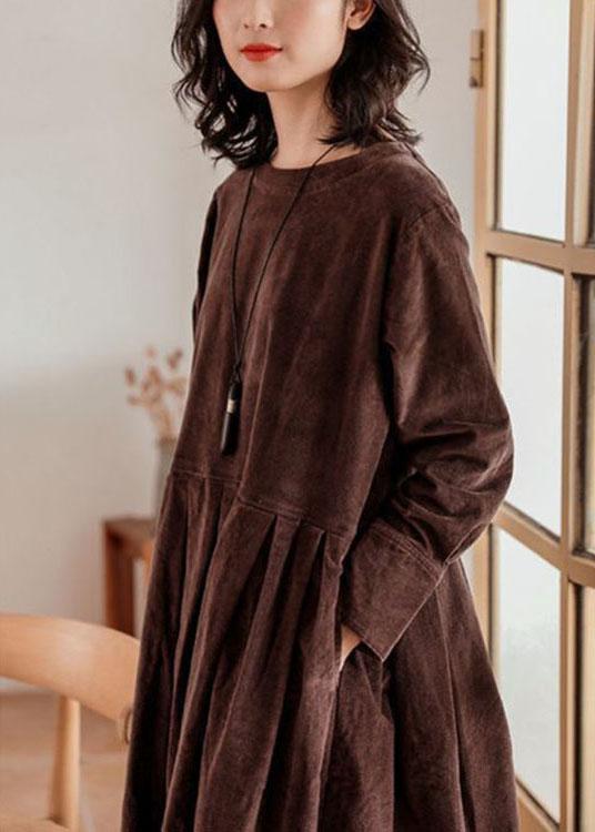 Brown Corduroy Dress Spring Maxi Dresses