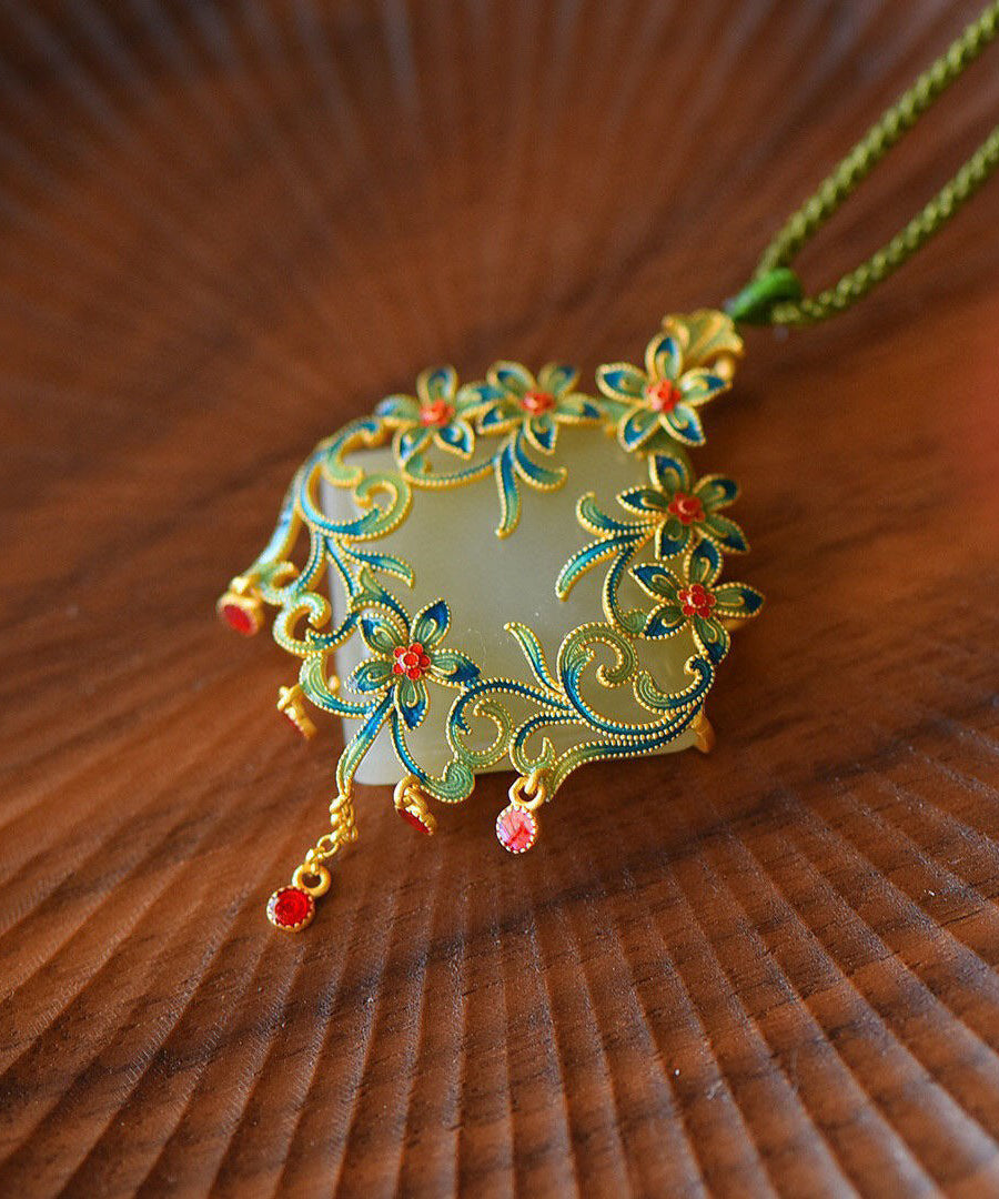 Blue Sterling Silver Jade Tassel Pendant Necklace