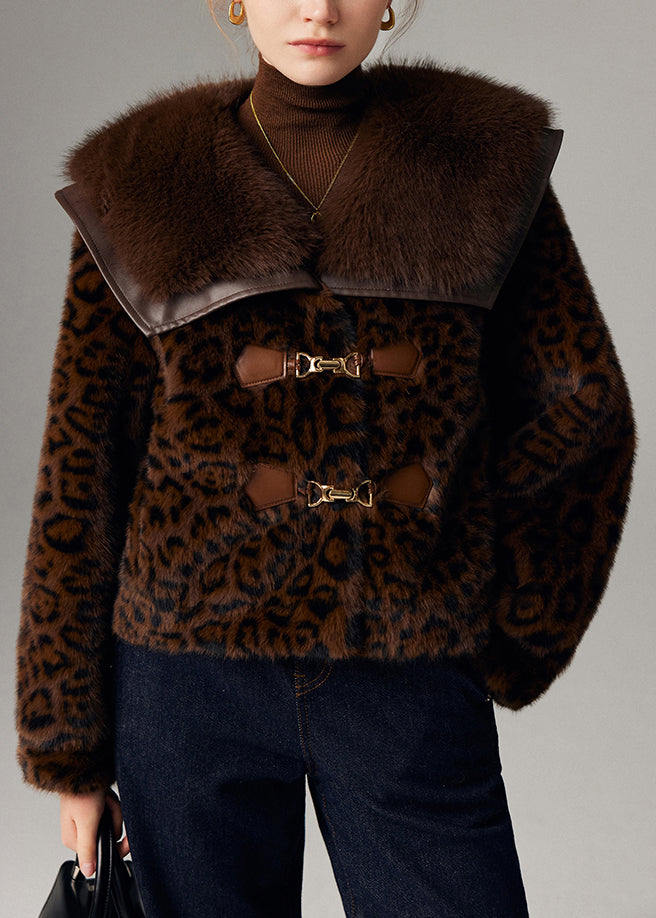 Chocolate Leopard Patchwork Mink Velvet Jacket Winter