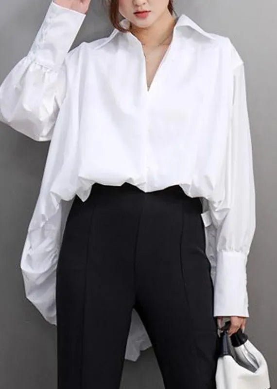 White Peter Pan Collar Shirt Lantern Sleeve