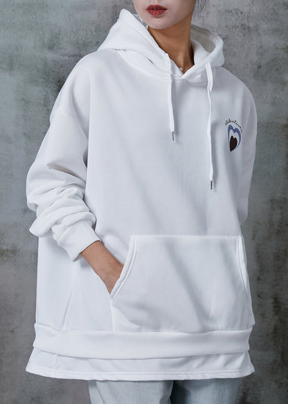 White Oversized Love Cotton Sweatshirts Top Spring