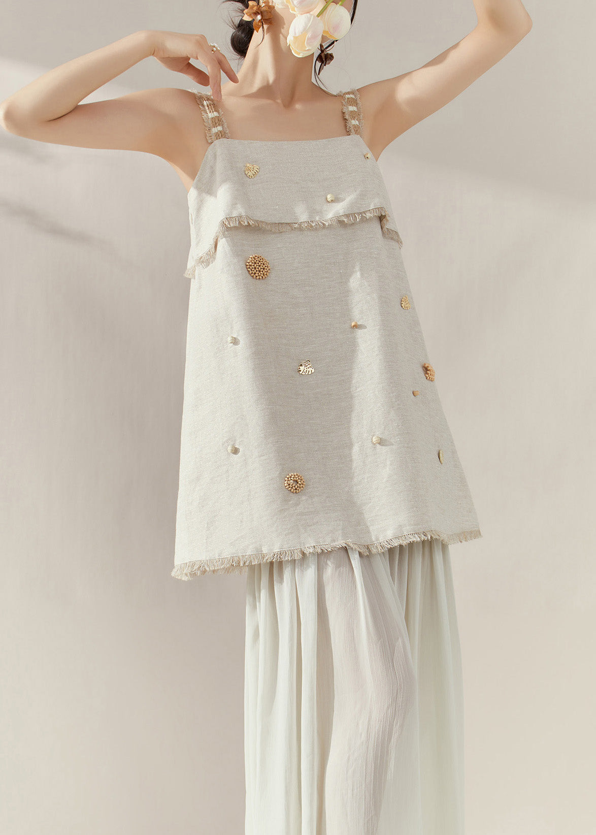 Loose Slash Neck Patchwork Vest and Skirts Two Pieces Set Summer
