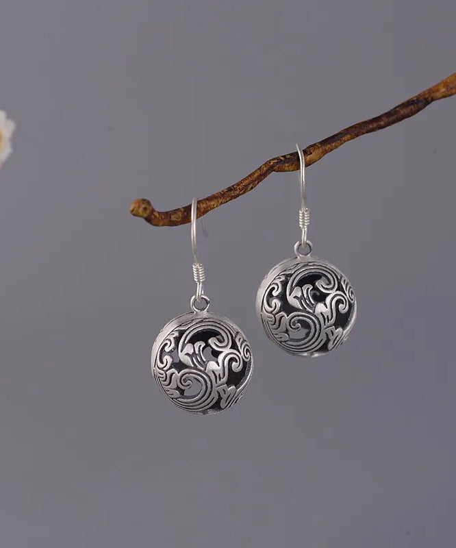 Silk Sterling Silver Auspicious Cloud Hollow Out Drop Earrings