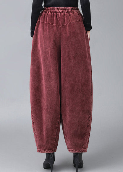 Mulberry Wrinkled Pockets Corduroy Lantern Pants Fall
