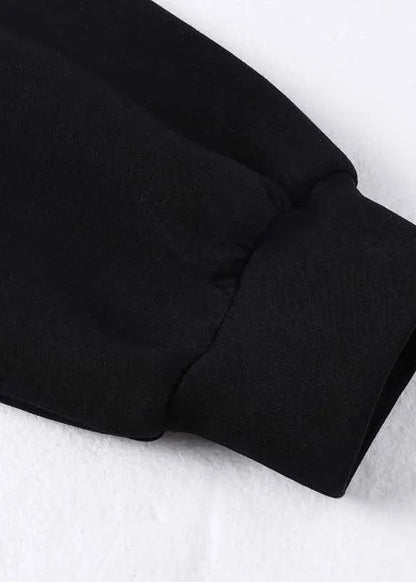 Black O Neck Patchwork Cotton Loose Sweatshirts Top Spring