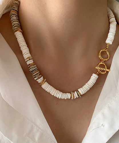 Light Shell Bead Natural Stone Collarbone Necklace