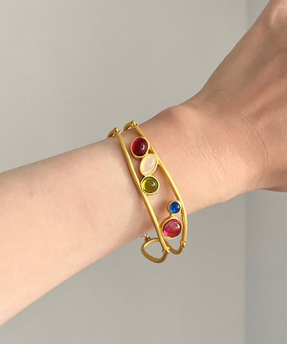 Gold Copper Alloy Hollow Out Diamond Bracelet