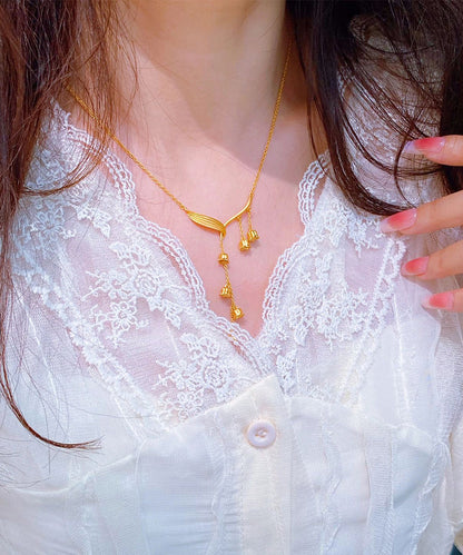 Gold Sterling Silver Overgild Lily of the Valley Tassel Pendant Necklace