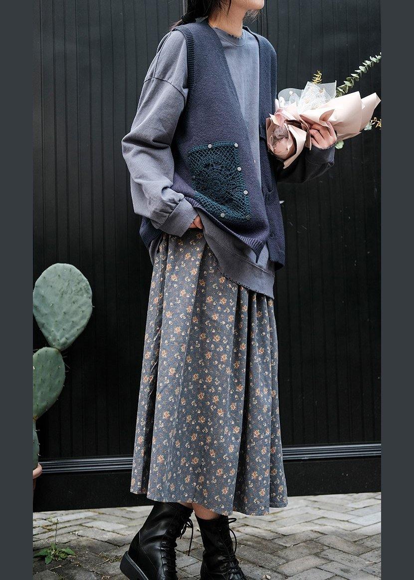For Spring Blue Spring V Neck Button Down Knitted Coat
