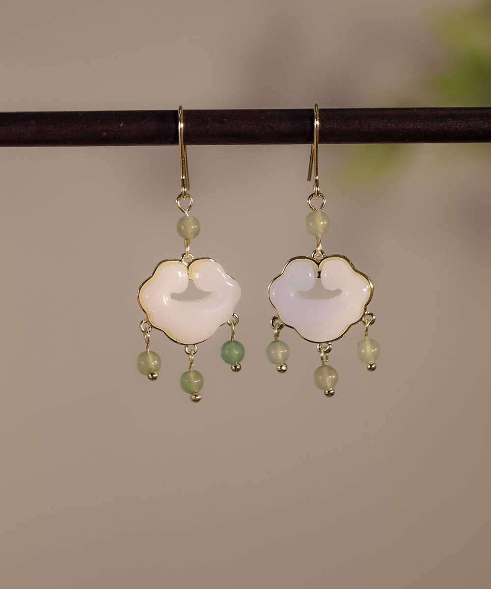 White Sterling Silver Alloy Jade Safety Lock Rings