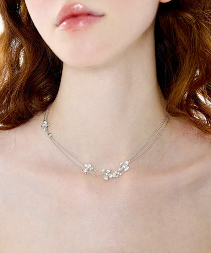 Silver Double Layer Chain Copper Choker