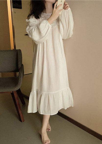 White Oversized Patchwork Cotton Holiday Dress Summer