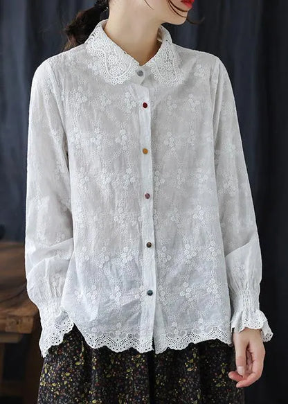 White Embroidery Clothes for Lapel Clothing Spring Shirts