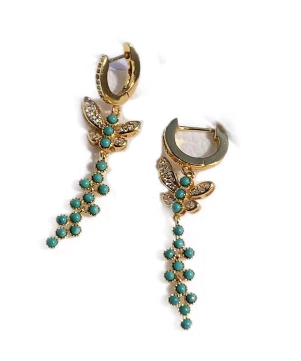 Green Silver Turquoise Silver Turquoise Drop Earrings