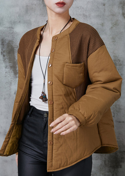 Khaki Patchwork Thick Fine Cotton Filled Witner Coats