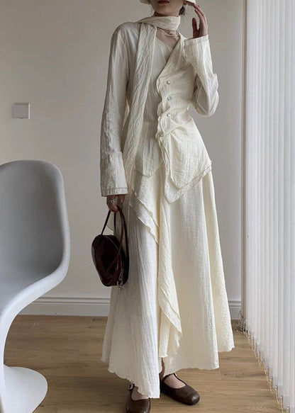 Black V Neck Shirt and a Line Skirts Two Piece Set Spring