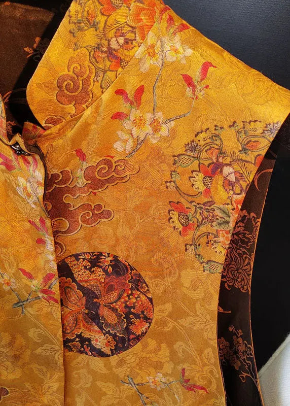 Yellow Button Jacquard Wear on Both Sides Fall Sleeveless Vest
