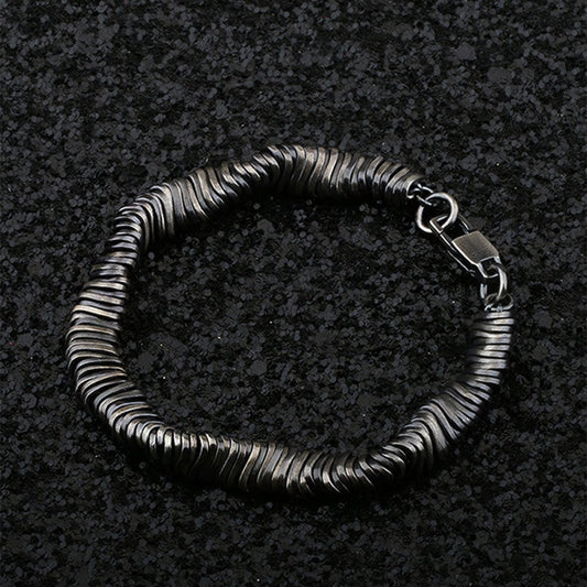 Buddha Stones 925 Sterling Silver Twisted Design Wealth Healing Chain Bracelet