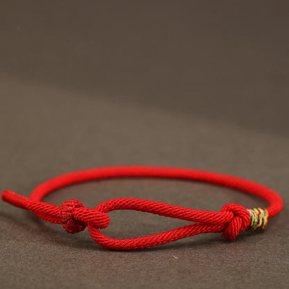 Dark Red String 925 Sterling Silver Coin Luck Bracelet