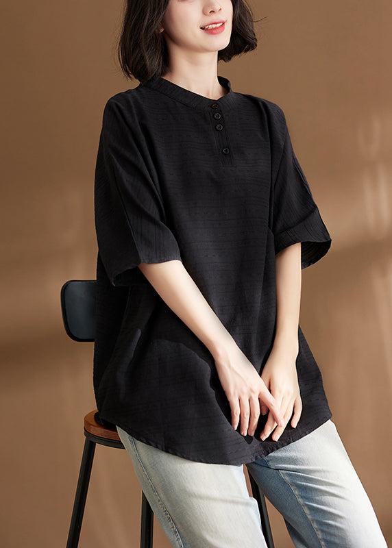 Black Print Cozy T Shirts Summer