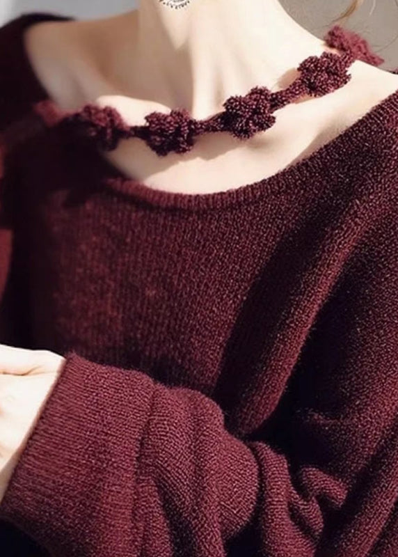 Purple O-neck Cozy Knit Sweater Fall