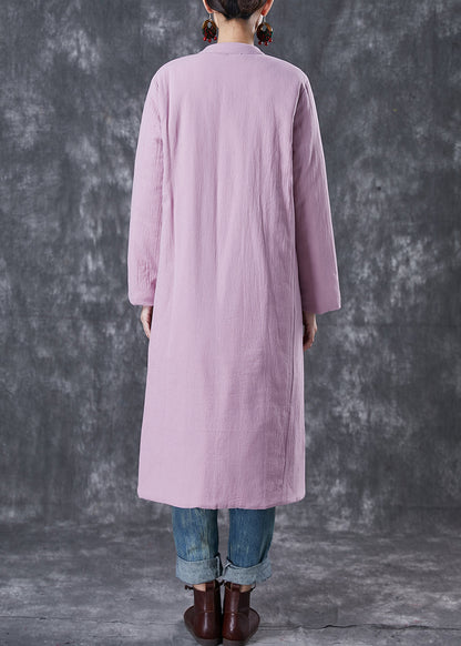 Purple Pockets Thick Fine Cotton Filled Long Coats Winter