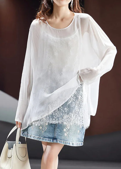 Mulberry O Neck Chiffon Upf 50+ Smock Tops Summer