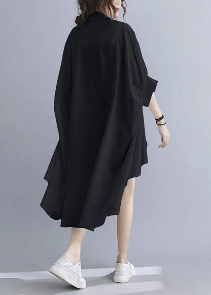 Fine Black Peter Pan Collar Low High Design Summer Top