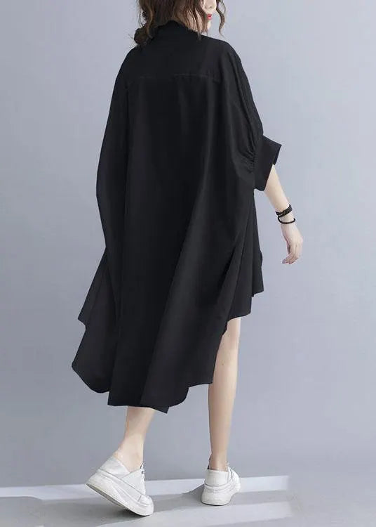 Fine Black Peter Pan Collar Low High Design Summer Top