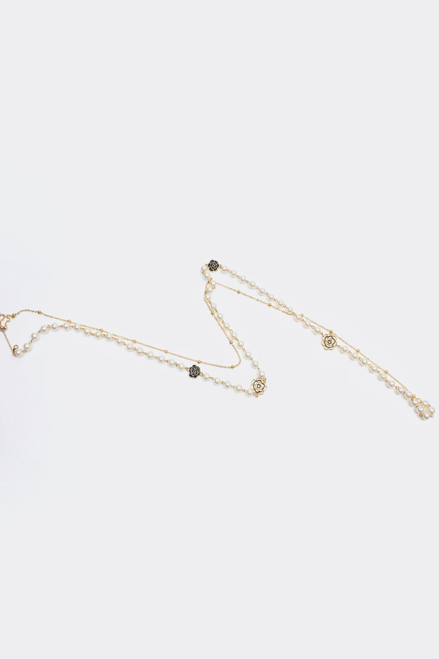 Faux Pearl Metal Long Necklace