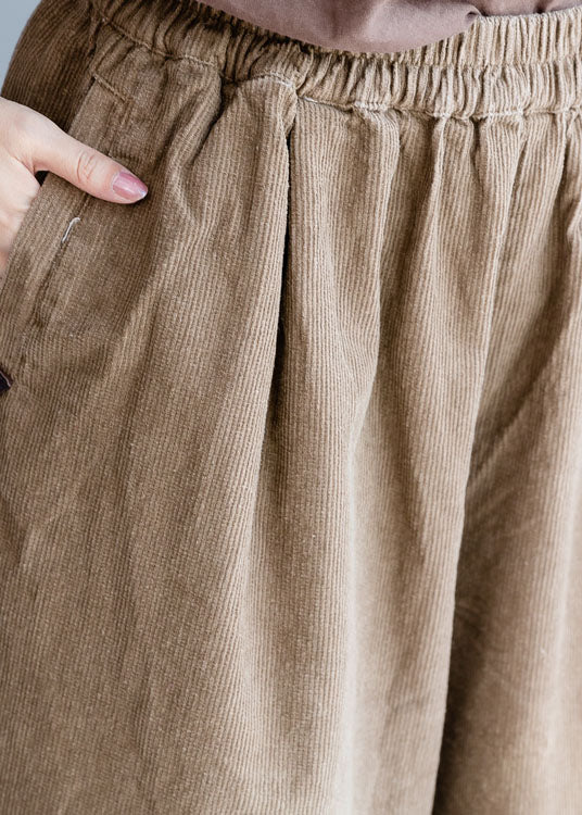 Natural Chocolate Corduroy Wide Leg Pants Spring