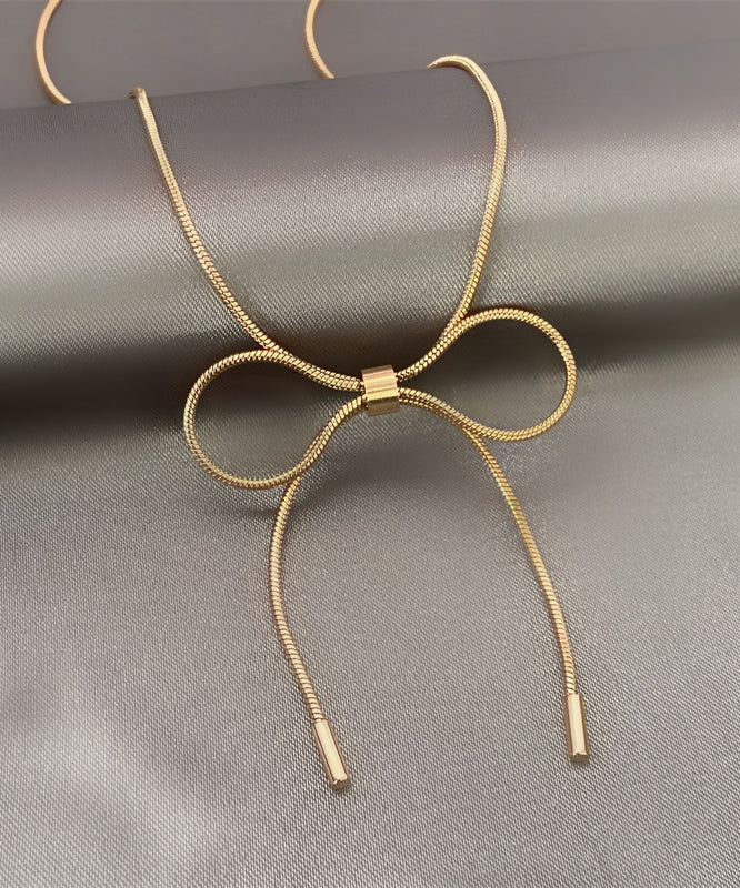 Gold Sterling Silver Overgild Bow Princess Necklace