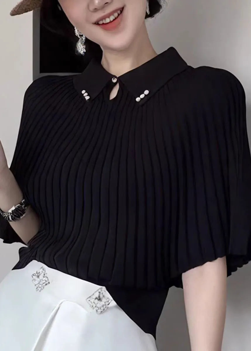 Boutique White Peter Pan Collar Knit Sweaters Cloak Sleeves