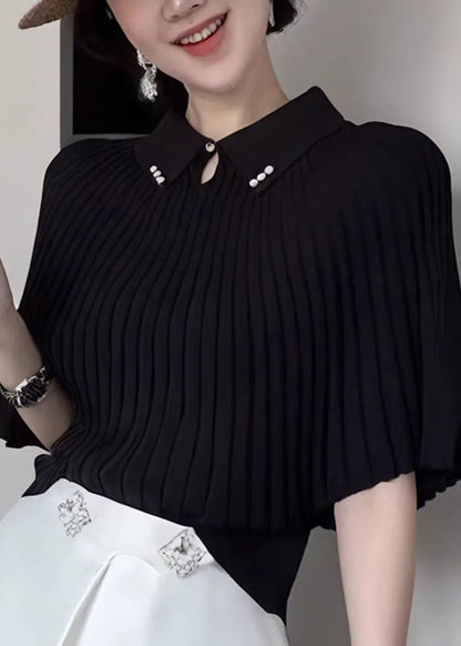 Boutique White Peter Pan Collar Knit Sweaters Cloak Sleeves