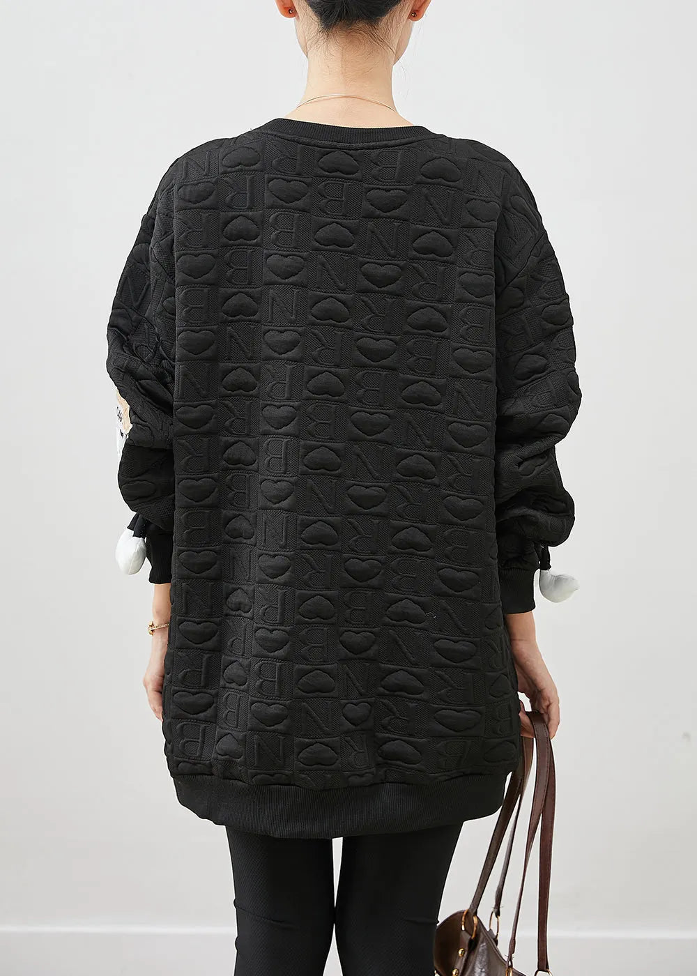 Black Loose Cotton Pullover Tasseled Spring