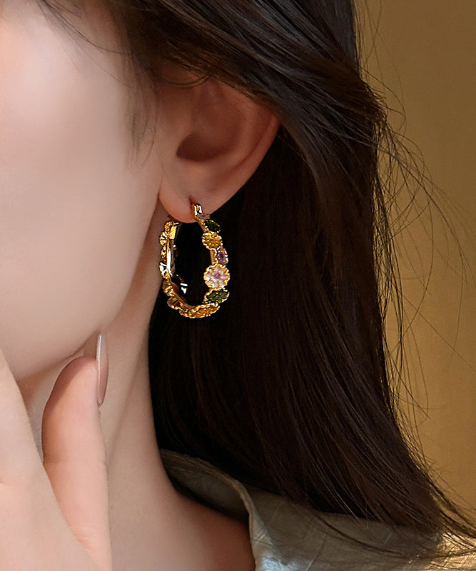 Oversize Gold Copper Alloy Drip Glaze Hoop Earrings
