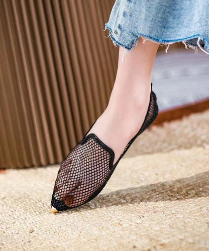 Comfortable Flat Feet Shoes Black Pointed Toe Hollow Out