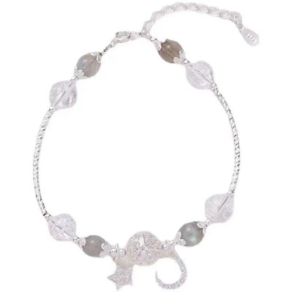 White Crystal Zircon Star Moon Charm Bracelet