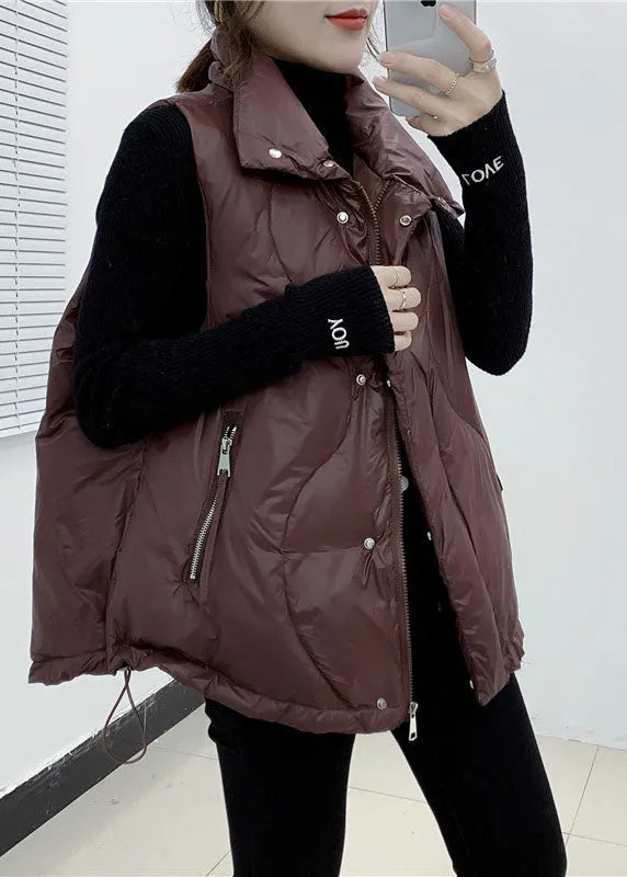 Diy Chocolate Thin Zipper Pocket Winter Down Cotton Vest