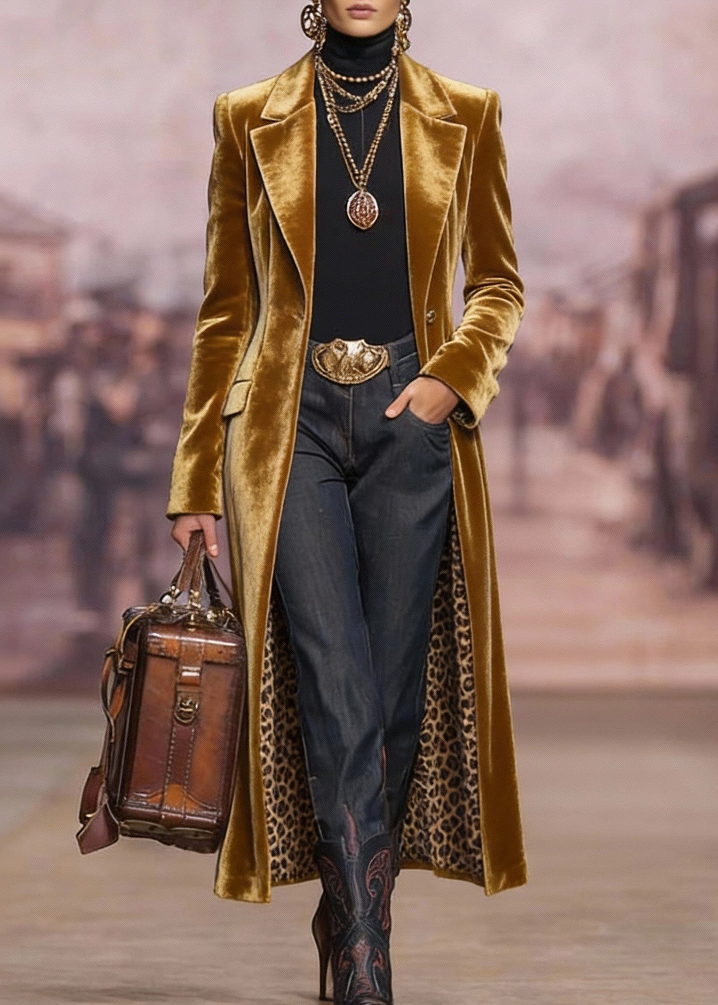Yellow Peter Pan Collar Pockets Velvet Trench Spring