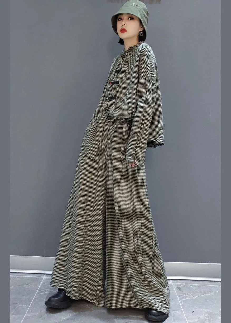 Organic Grey Plaid Pockets 2 Piece Outfit Spring